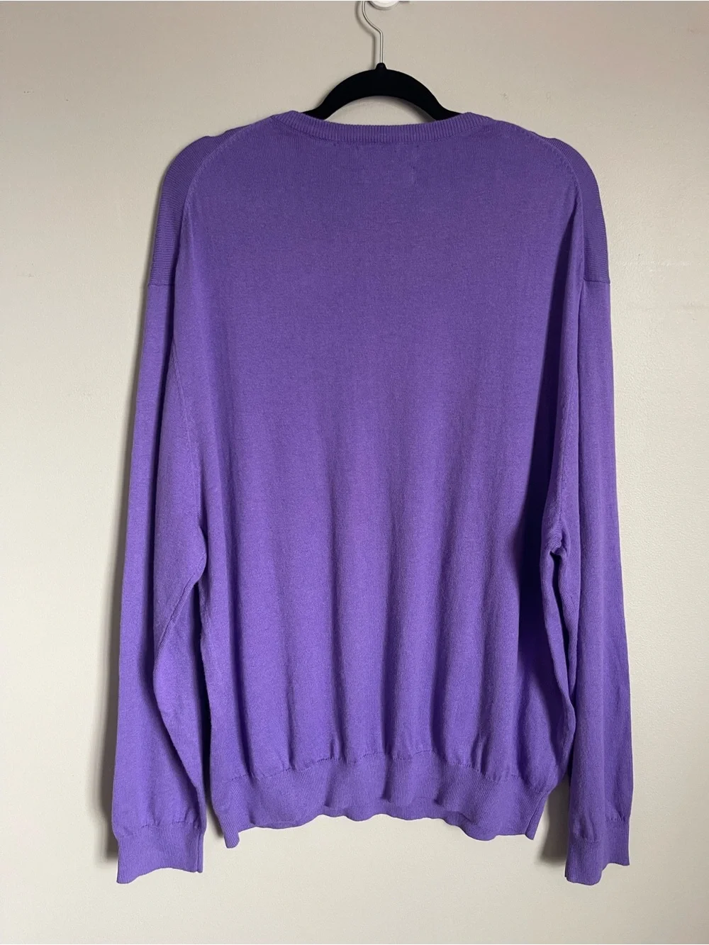 ALAN FLUSSER | Violet Purple Silk Cashmere Cotton Knit V-neck Sweater Sz XXL